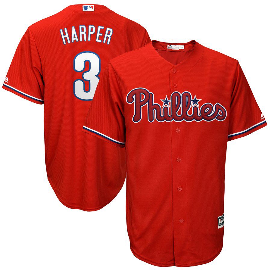 2019 MLB youth Philadelphia Phillies #3 Bryce Harper red Jerseys->youth mlb jersey->Youth Jersey